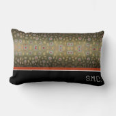 フィッシャーマンブルックマス魚オリーブ白黒錆 ランバークッション (正面)