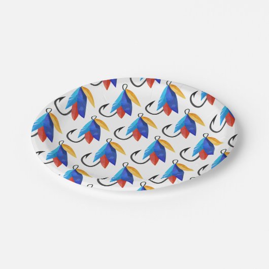 フィッシャーマンボーイ誕生日フィッシュパターンカワイイ ペーパープレート (アングル)