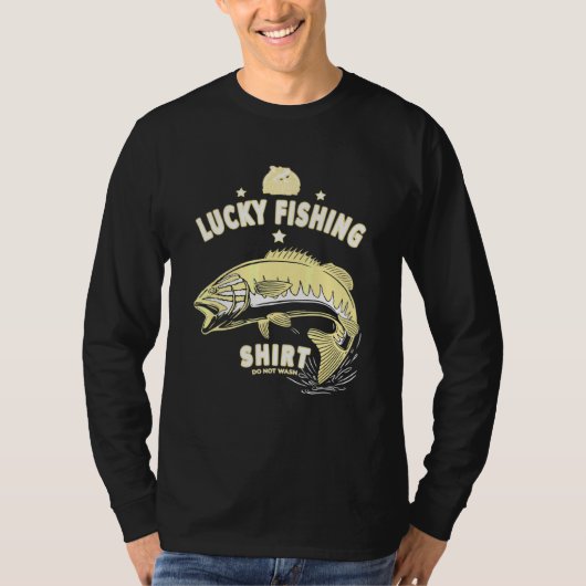 フィッシャーマンラブ魚釣り – ラッキー魚釣り Tシャツ (正面)