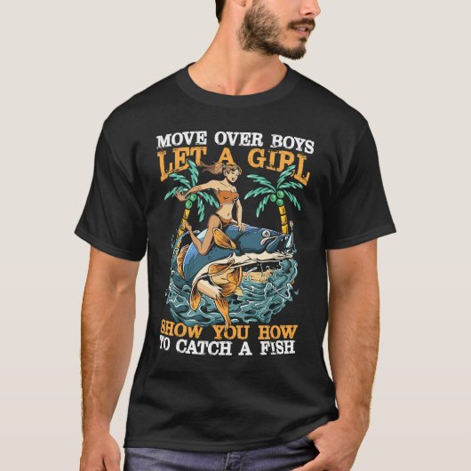 フィッシャーマン女性のためのカヤックパイクコイ釣り Tシャツ (正面)