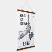 フィッシャーマン最高のヴィンテージブラック&ホワイト 吊り下げ型タペストリー (傾斜あり)