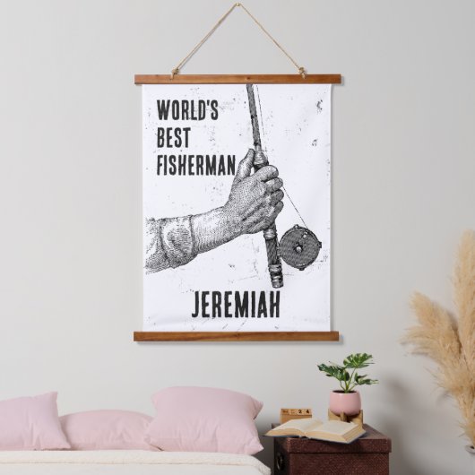 フィッシャーマン最高のヴィンテージブラック&ホワイト 吊り下げ型タペストリー (寝室)