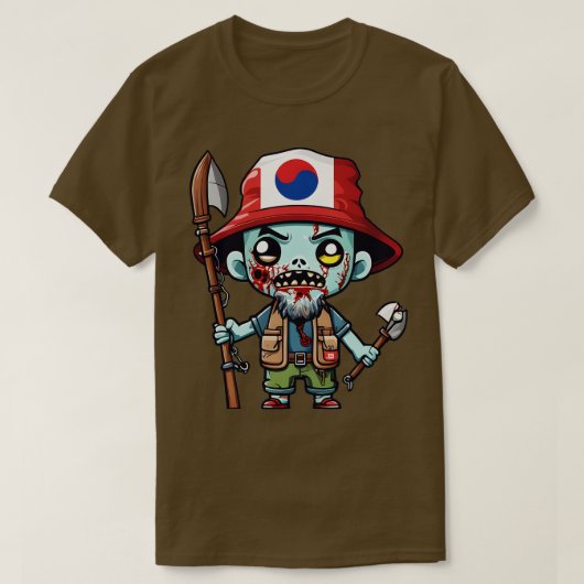 フィッシャーマン韓国人ゾンビ Tシャツ (デザイン正面)