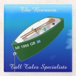 フィッシャーマン魚釣りキャンプサインロウグラスコースター ガラスコースター