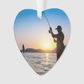 フィッシャーマン魚釣りデイテッド写真カスタム オーナメント (正面)