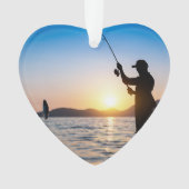 フィッシャーマン魚釣りデイテッド写真カスタム オーナメント (正面)