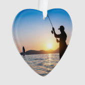 フィッシャーマン魚釣りデイテッド写真カスタム オーナメント (正面)