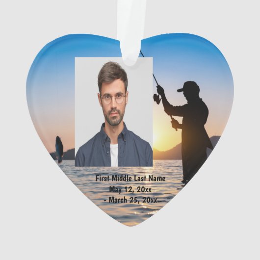 フィッシャーマン魚釣りデイテッド写真カスタム オーナメント (裏面)