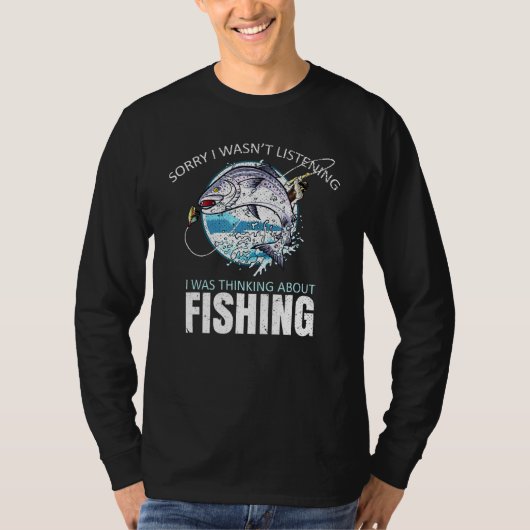フィッシャーマン魚釣りホビー自然レイク魚釣り Tシャツ (正面)