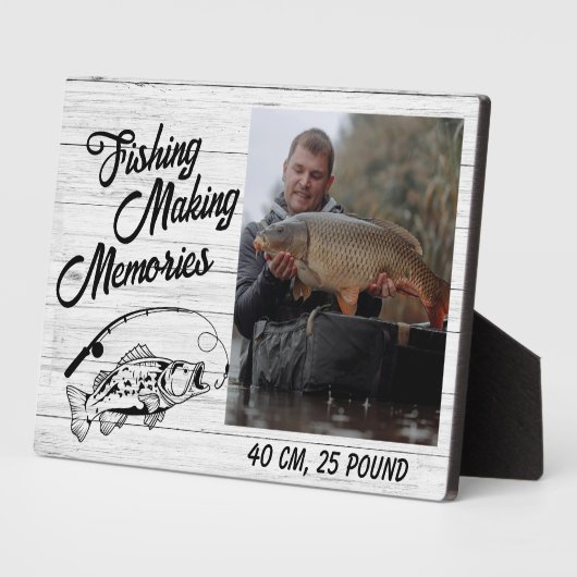 フィッシャーマン魚釣りメモリーズファーザーズデイ魚釣り フォトプラーク (側面)