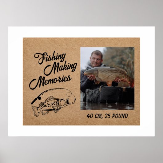 フィッシャーマン魚釣りメモリーズファーザーズデイ魚釣り ポスター (正面)