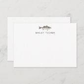 フィッシャーマン アウトドア フィッシング バス フィッシュ カスタム ネーム ノートカード (正面/裏面)