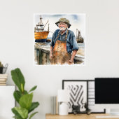 フィッシャーマン – アーカイバルアートプリント ポスター (ホームオフィス)
