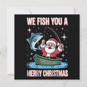 フィッシャーマン フィッシング サンタ クリスマスをお祈りします シーズンカード (正面)
