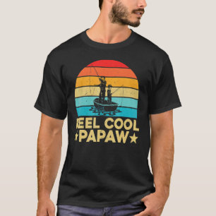 フィッシャーマン レトロ ヴィンテージ リール クール パパオ フィッシング Tシャツ