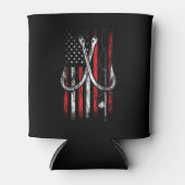 フィッシャーマン – 魚釣り – アメリカ国旗 – 魚釣り 缶クーラー (正面)