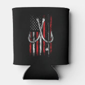 フィッシャーマン – 魚釣り – アメリカ国旗 – 魚釣り 缶クーラー (裏面)