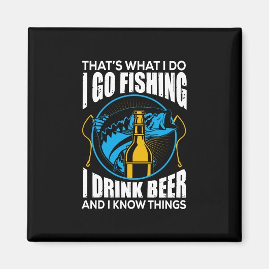 フィッシャーI行く魚釣りビール飲む マグネット (正面)