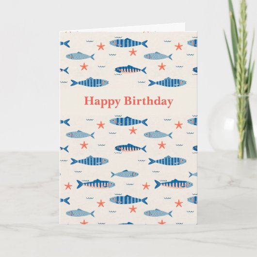 フィッシュの誕生日おめでとう カード (正面)