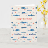 フィッシュの誕生日おめでとう カード (黄色い花)