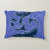 フィッシュはっきりしたスイミング海ブルー魚釣り アクセントクッション (裏面)