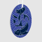 フィッシュはっきりしたスイミング海ブルー魚釣り オーナメント (正面)