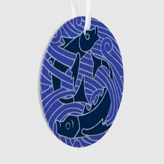 フィッシュはっきりしたスイミング海ブルー魚釣り オーナメント (正面)