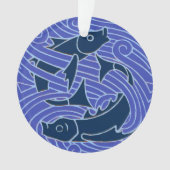 フィッシュはっきりしたスイミング海ブルー魚釣り オーナメント (正面)