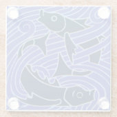 フィッシュはっきりしたスイミング海ブルー魚釣り ガラスコースター (裏面)