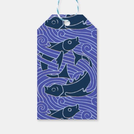 フィッシュはっきりしたスイミング海ブルー魚釣り ギフトタグ (正面)