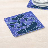 フィッシュはっきりしたスイミング海ブルー魚釣り スクエアペーパーコースター (アングル)