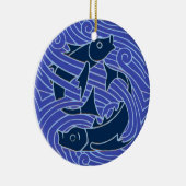 フィッシュはっきりしたスイミング海ブルー魚釣り セラミックオーナメント (右)