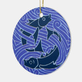 フィッシュはっきりしたスイミング海ブルー魚釣り セラミックオーナメント (左)