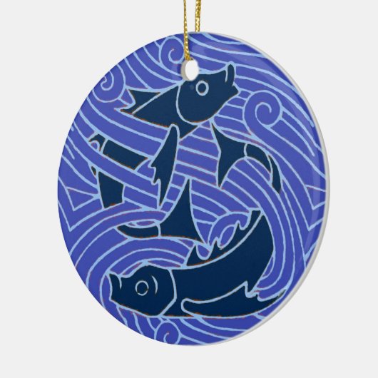 フィッシュはっきりしたスイミング海ブルー魚釣り セラミックオーナメント (左)