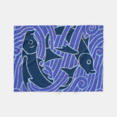 フィッシュはっきりしたスイミング海ブルー魚釣り フリースブランケット (正面(横))