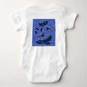 フィッシュはっきりしたスイミング海ブルー魚釣り ベビーボディスーツ (裏面)