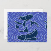 フィッシュはっきりしたスイミング海ブルー魚釣り ポストカード (正面/裏面)