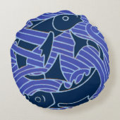 フィッシュはっきりしたスイミング海ブルー魚釣り ラウンドクッション (裏面)