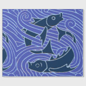フィッシュはっきりしたスイミング海ブルー魚釣り ラッピングペーパー (フラット)