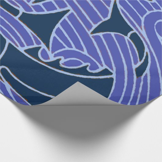 フィッシュはっきりしたスイミング海ブルー魚釣り ラッピングペーパー (角)