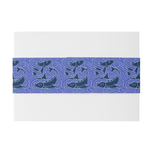 フィッシュはっきりしたスイミング海ブルー魚釣り 招待状ベリーバンド (裏面例)