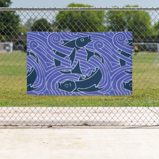 フィッシュはっきりしたスイミング海ブルー魚釣り 横断幕 (インサイチュ)