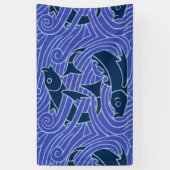 フィッシュはっきりしたスイミング海ブルー魚釣り 横断幕 (縦)