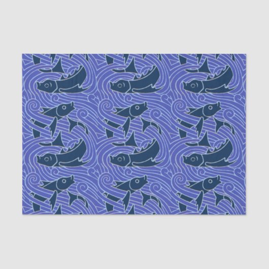 フィッシュはっきりしたスイミング海ブルー魚釣り 薄葉紙 (正面)