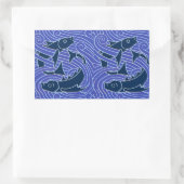 フィッシュはっきりしたスイミング海ブルー魚釣り 長方形シール (バッグ)