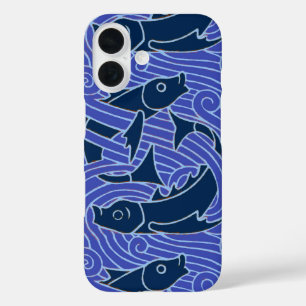 フィッシュはっきりしたスイミング海ブルー魚釣り iPhone 16ケース