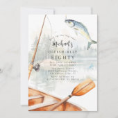 フィッシュをテーマにした80歳の誕生日パーティー 招待状 (正面)