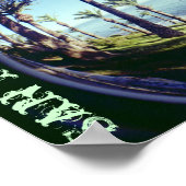 フィッシュアイサンペドロパームツリーズ海岸線 ポスター (角)