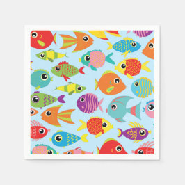 フィッシュアクアリウム1stバースデーパーティーナプキンス スタンダードカクテルナプキン