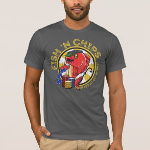 フィッシュアンチップス-フおもしろいィッシュ賭博 Tシャツ